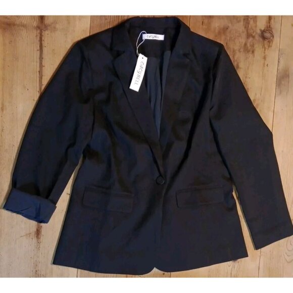 Cicy Bell Womens L Blazer Jacket Button Closure Black Office Career Business NWT - Picture 1 of 6